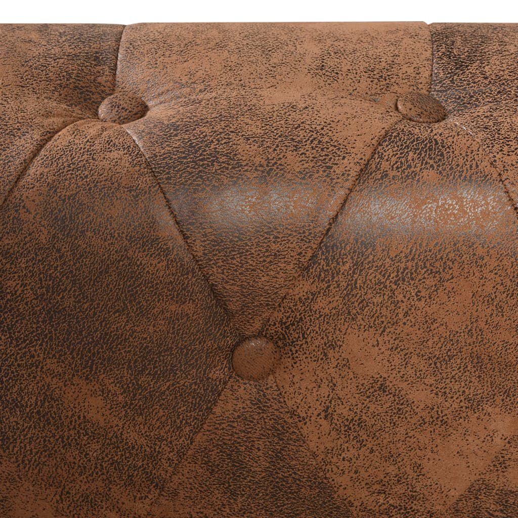 vidaXL Γωνιακός Καναπές Chesterfield 5 Θέσεων Καφέ από Συνθετικό Δέρμα