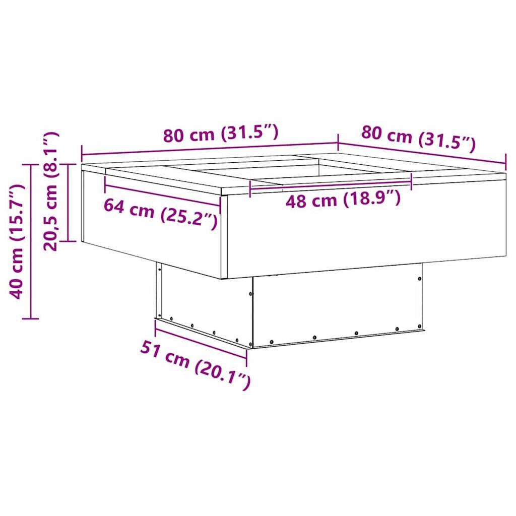vidaXL Φωτιά Καφέ 80 x 80 x 40 cm Ατσάλι σκληρυθέν στον αέρα