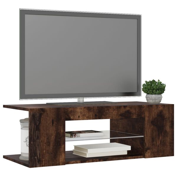 vidaXL Έπιπλο Τηλεόρασης με LED Καπνιστή Δρυς 90 x 39 x 30 εκ.