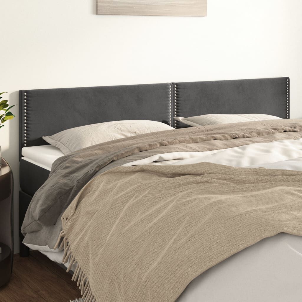 vidaXL Κεφαλάρια Κρεβατιού 2 τεμ. Σκούρο Γκρι 90x5x78/88 εκ. Βελούδινο