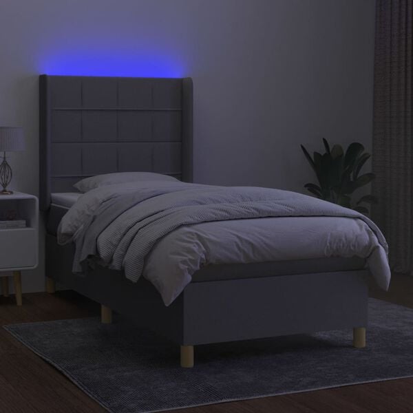 vidaXL &Kappa;&rho;&epsilon;&beta;ά&tau;&iota; Boxspring &mu;&epsilon; &Sigma;&tau;&rho;ώ&mu;&alpha; & LED &Alpha;&nu;.&Gamma;&kappa;&rho;&iota; 100x200&epsilon;&kappa;. &Upsilon;&phi;&alpha;&sigma;&mu;ά&tau;&iota;&nu;&omicron;