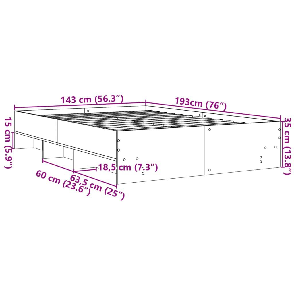 vidaXL Πλαίσιο Κρεβατιού Λευκό 140 x 190 εκ. Επεξεργασμένο Ξύλο