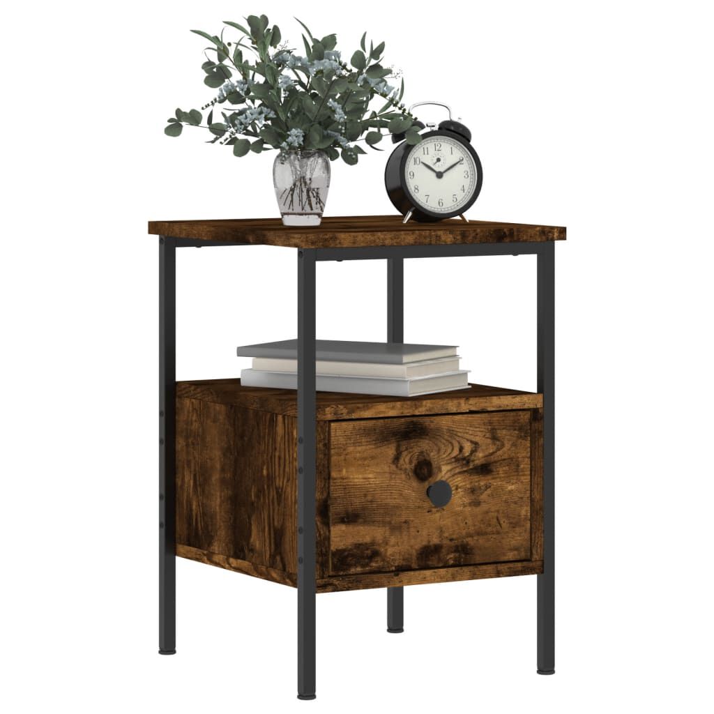 vidaXL Κομοδίνο Καπνιστή Δρυς 34 x 36 x 50 εκ. από Επεξεργασμένο Ξύλο