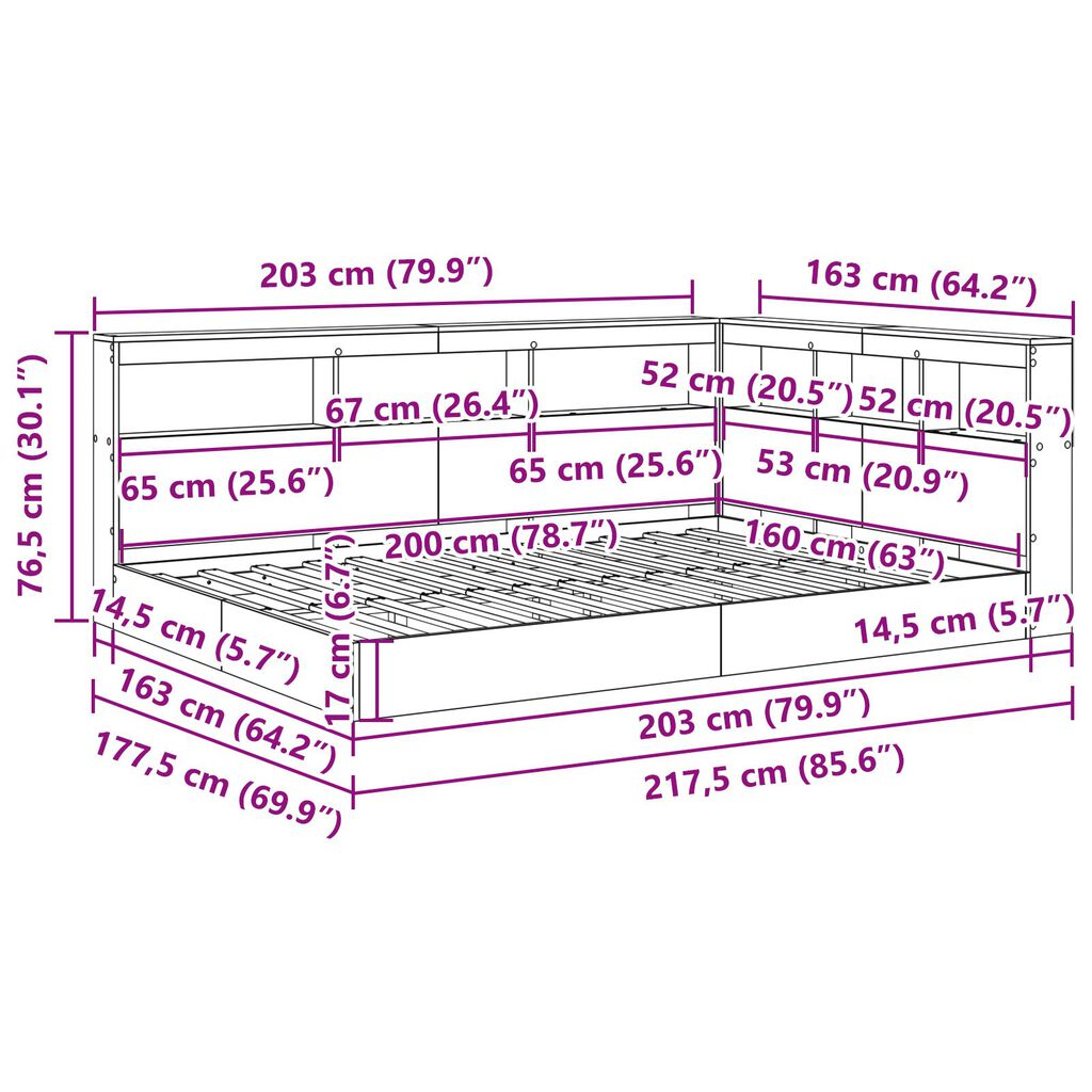 vidaXL Κρεβάτι Βιβλιοθήκης Λευκό 160x200 εκ. Τεχνητό Ξύλο