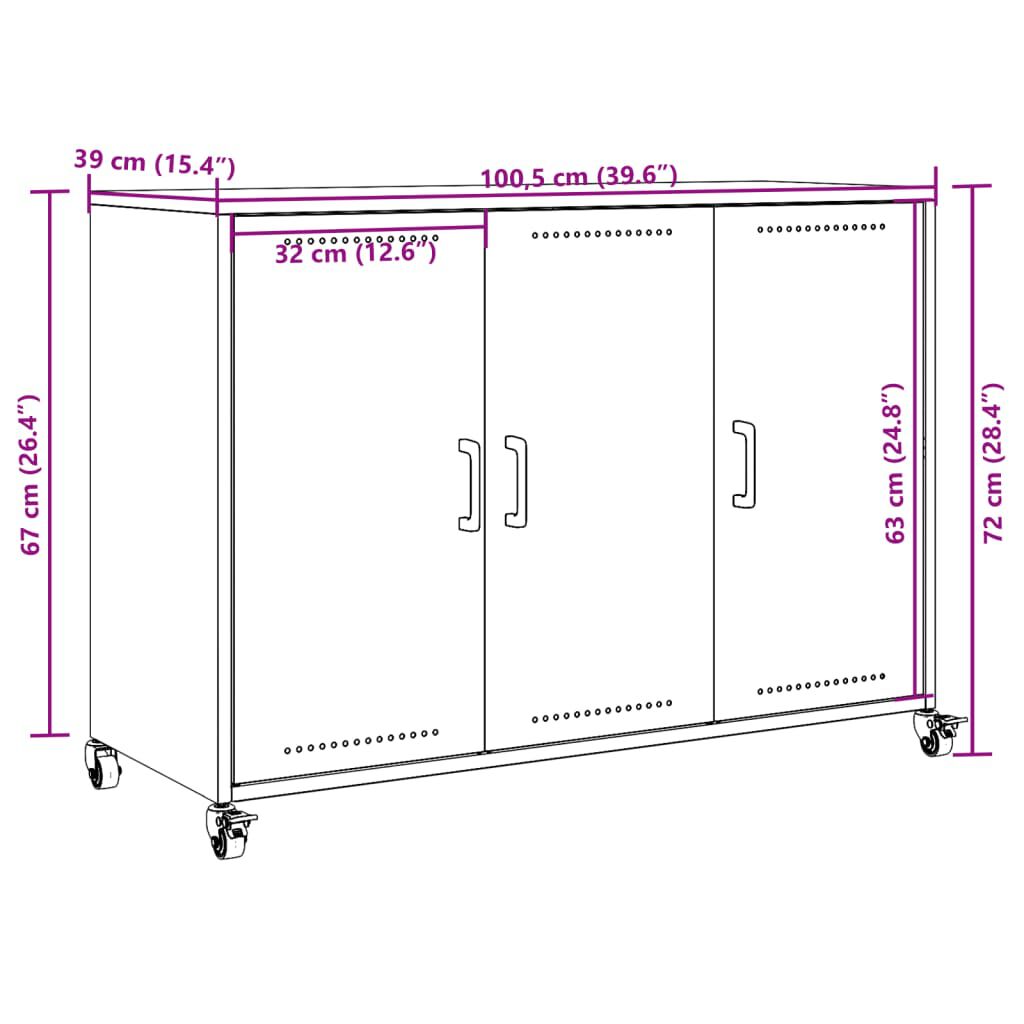 vidaXL Ντουλάπι Μαύρο 100,5x39x72 εκ. από Χάλυβα