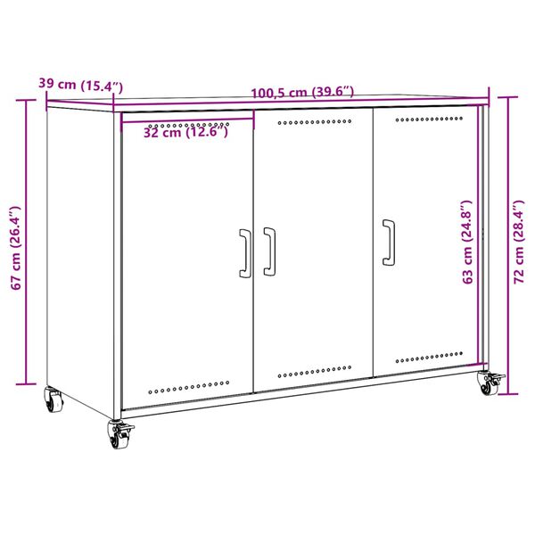 vidaXL Ντουλάπι Μαύρο 100,5x39x72 εκ. από Χάλυβα