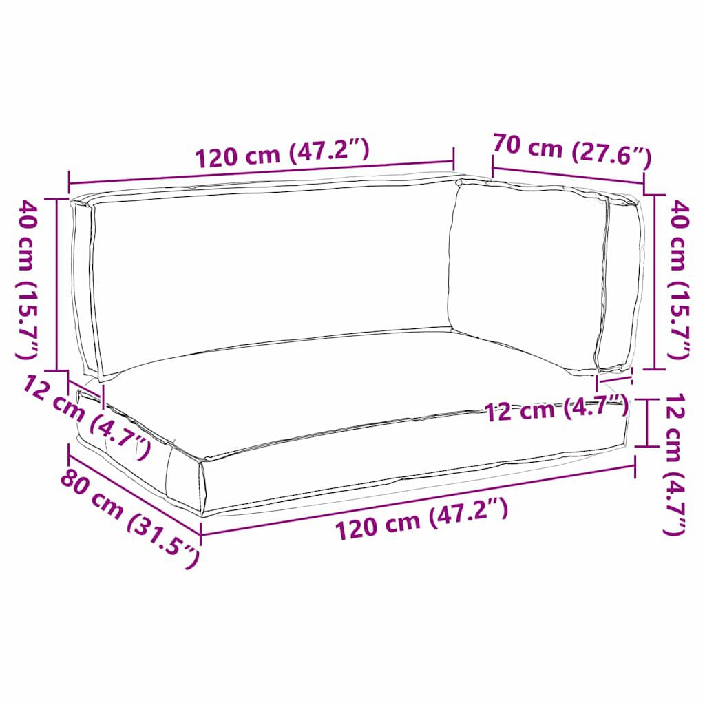 vidaXL Σετ Μαξιλαριών Πάγου 3 pcs Μαύρο 120 x 80 x 12 cm Ύφασμα Oxford
