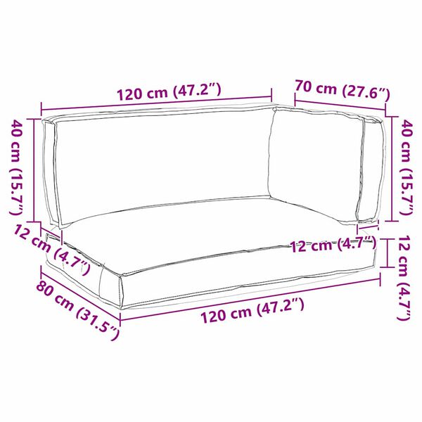vidaXL Σετ Μαξιλαριών Πάγου 3 pcs Μαύρο 120 x 80 x 12 cm Ύφασμα Oxford