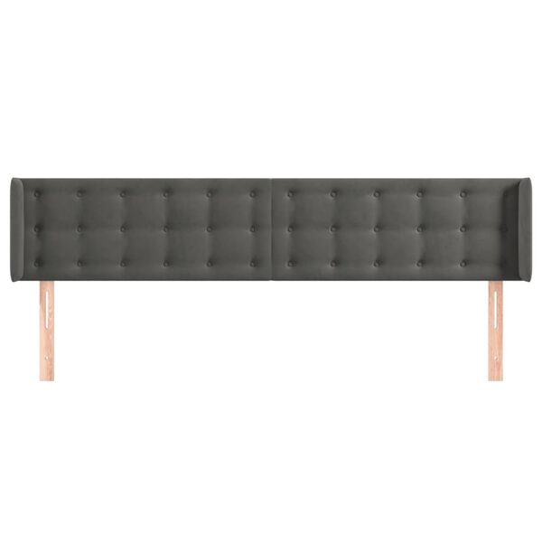 vidaXL Κεφαλάρι με Πτερύγια Σκούρο Γκρι 163x16x78/88 εκ. Βελούδινο