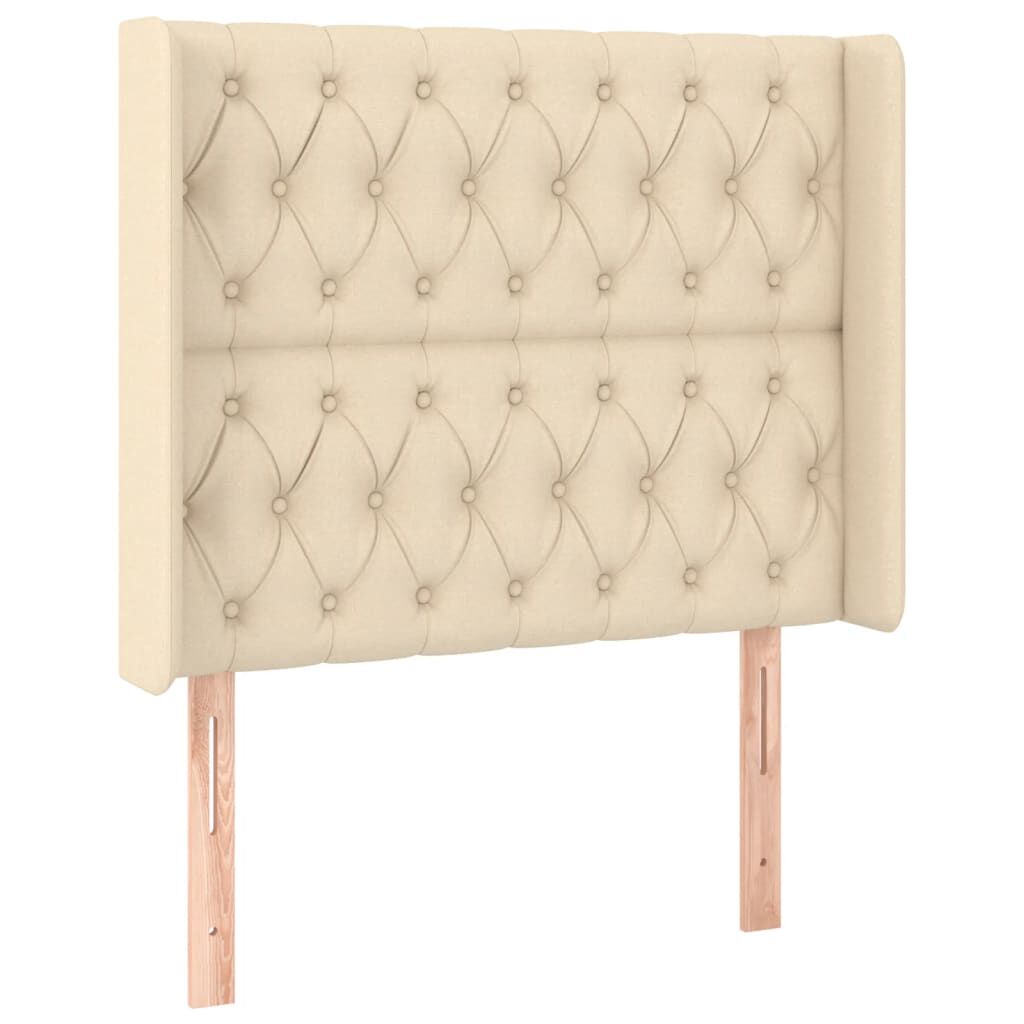 vidaXL Κρεβάτι Boxspring με Στρώμα & LED Κρεμ 90x190 εκ. Υφασμάτινο
