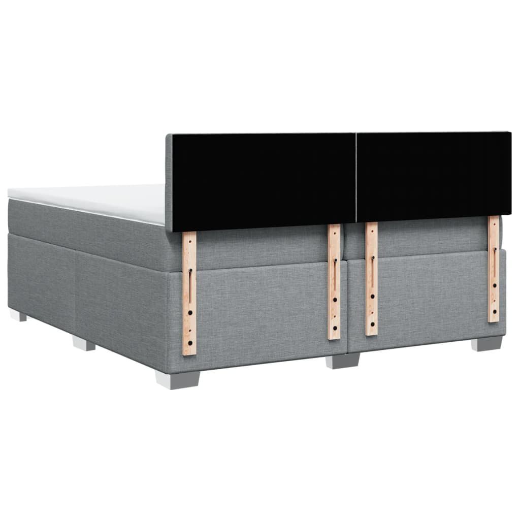 vidaXL Κρεβάτι Boxspring με Στρώμα Ανοιχτό Γκρι 200x200 εκ. Υφασμάτινο