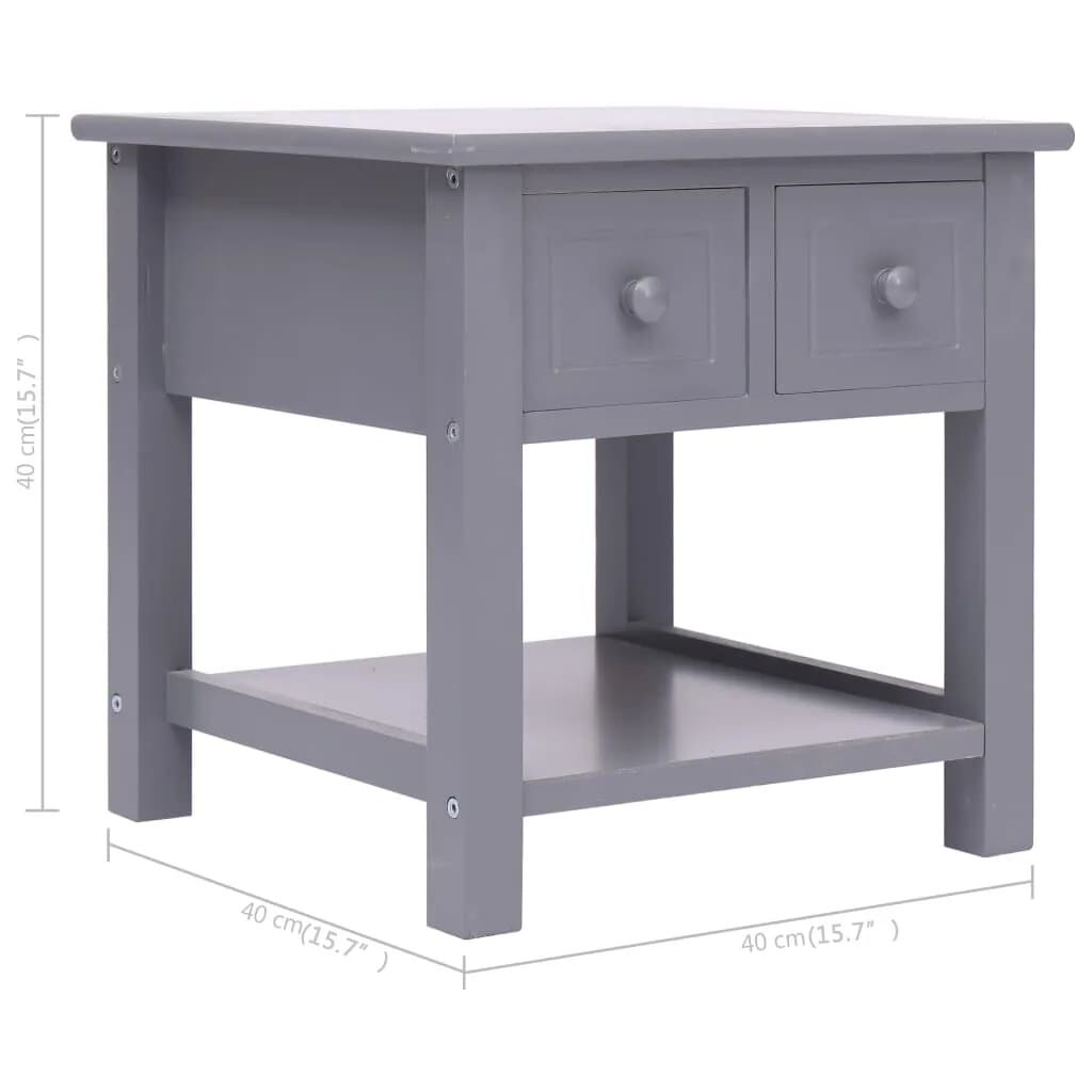 vidaXL Τραπέζι Βοηθητικό Γκρι 40 x 40 x 40 εκ. από Ξύλο Παυλώνιας