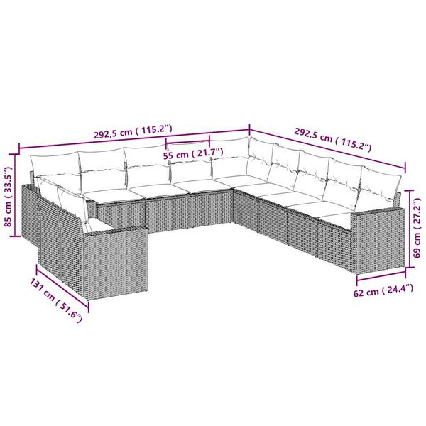 vidaXL &Sigma;&alpha;&lambda;ό&nu;&iota; &Kappa;ή&pi;&omicron;&upsilon; 11 &Tau;&epsilon;&mu;&alpha;&chi;ί&omega;&nu; &Alpha;&nu;. &Gamma;&kappa;&rho;&iota; &Sigma;&upsilon;&nu;&theta;&epsilon;&tau;&iota;&kappa;ό &Rho;&alpha;&tau;ά&nu; &mu;&epsilon; &Mu;&alpha;&xi;&iota;&lambda;ά&rho;&iota;&alpha;