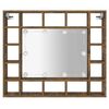 vidaXL Έπιπλο Καθρέπτη με LED Καπνιστή Δρυς 91x15x76,5 εκ.