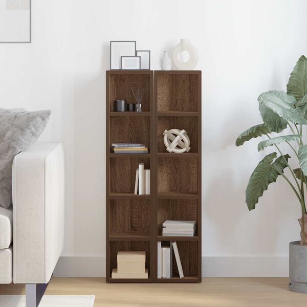 vidaXL Ντουλάπια CD 2 τεμ. Καφέ δρυς 21x16x93,5 εκ Επεξεργασμένο Ξύλο