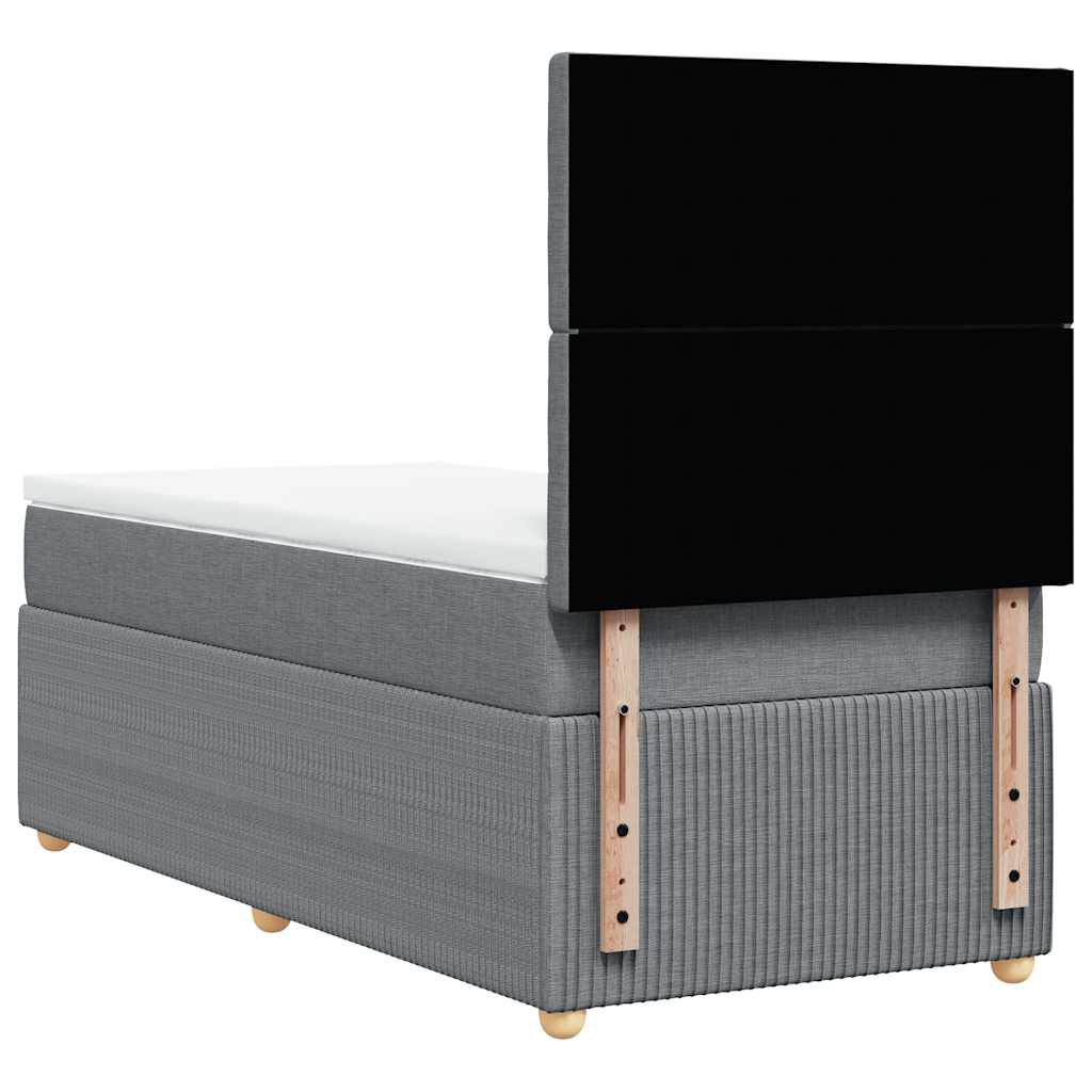 vidaXL Κρεβάτι Boxspring με Στρώμα Ανοιχτό Γκρι 90x200 εκ. Υφασμάτινο