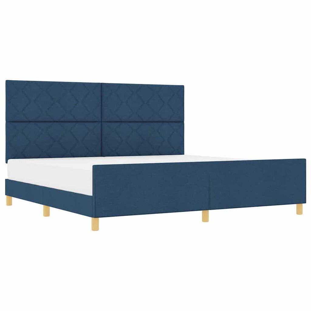 vidaXL Σκελετός Κρεβατιού με κεφαλάρι Μπλε 200 x 200 cm ύφασμα