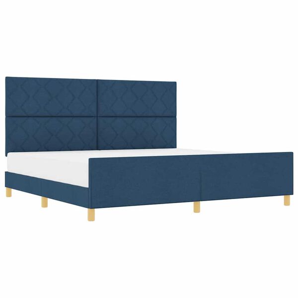 vidaXL Σκελετός Κρεβατιού με κεφαλάρι Μπλε 200 x 200 cm ύφασμα