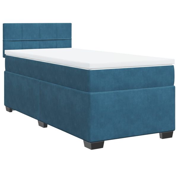 vidaXL Κρεβάτι Boxspring με Στρώμα Μπλε 90x200 εκ. Βελούδινο