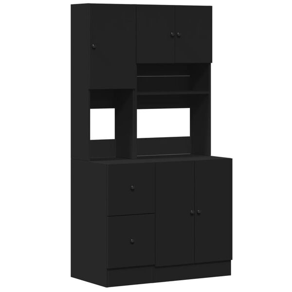 vidaXL Στήλη Κουζίνας Μαύρη 95x50x180 εκ. από Επεξεργασμένο Ξύλο