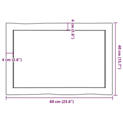 vidaXL Επιφ. Τραπεζιού Σκ Καφέ 60x40x(2-4)εκ Επεξ Μασίφ Ξύλο Live Edge