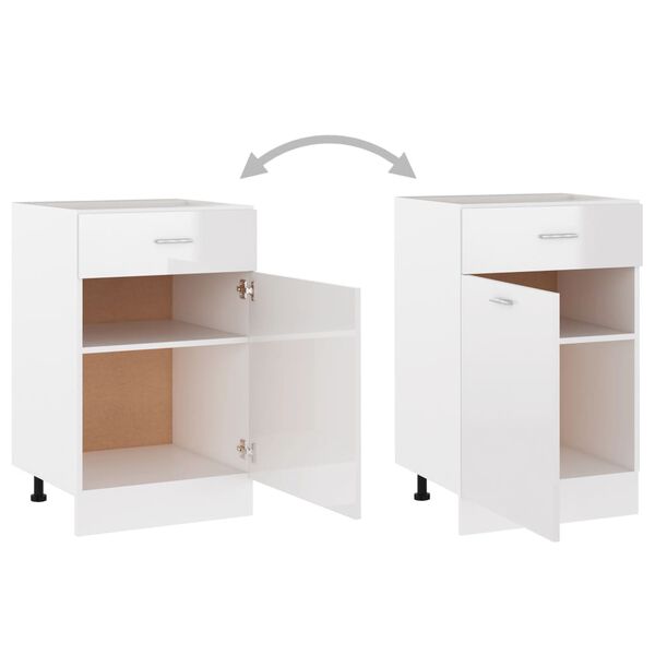 vidaXL Ντουλάπι με Συρτάρι Γυαλιστερό Λευκό 50x46x81,5 εκ. Επεξ. Ξύλο