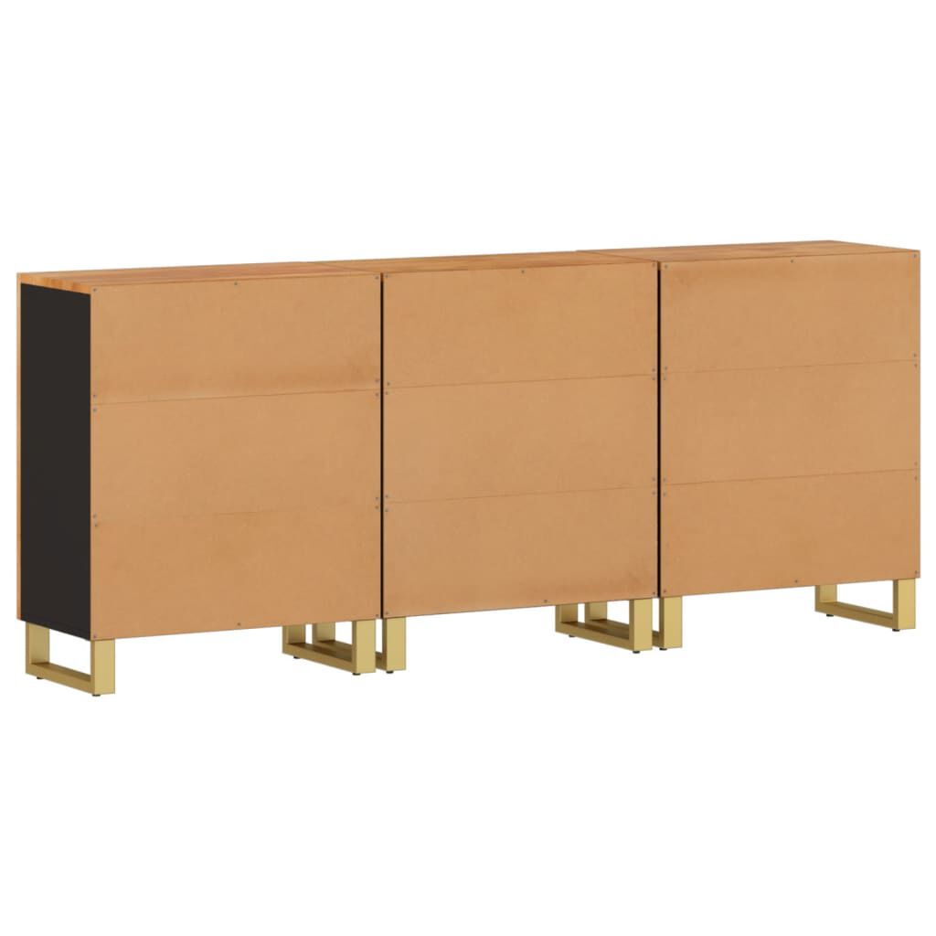 vidaXL Βοηθητικά Έπιπλα 3Τεμ Καφέ/Μαύρο 60x33,5x75εκ Μασίφ Ξύλο Μάνγκο