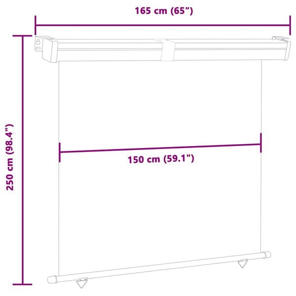 vidaXL Σκίαστρο Βεράντας Πλαϊνό Μαύρο 165 x 250 εκ.