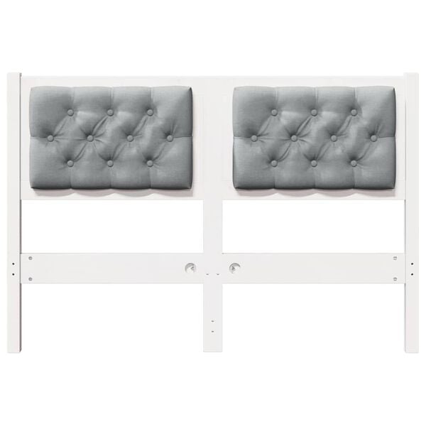 vidaXL Κεφαλάρι Άλλο Λευκό και ανοιχτό γκρι 135 cm Μασίφ ξύλο πεύκου