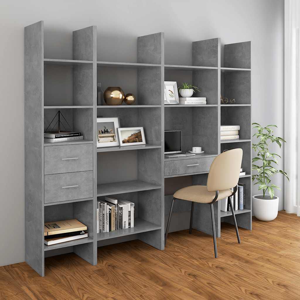 vidaXL Βιβλιοθήκη Γκρι Σκυροδέματος 40 x 35 x 180 εκ. από Επεξ. Ξύλο