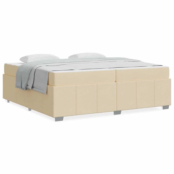 vidaXL Σκελετός Κρεβατιού με στρώμα Κρεμ 200 x 200 cm ύφασμα