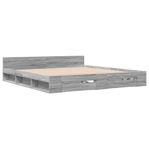 vidaXL Πλαίσιο Κρεβατιού με συρτάρια Γκρι sonoma 180x200εκ. Επεξ. Ξύλο