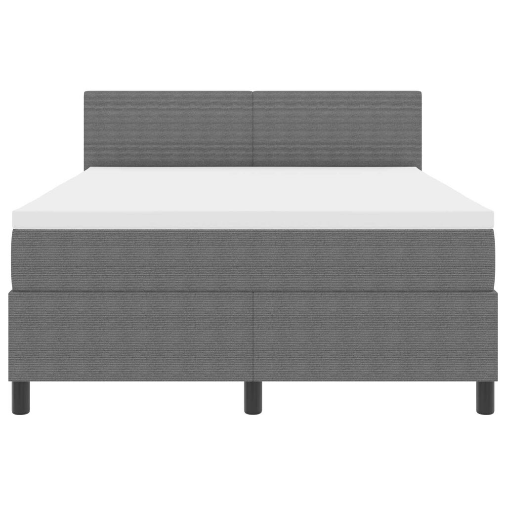 vidaXL Κρεβάτι με Βάση και Στρώμα & Φως LED Γκρι 140x200 cm Ύφασμα Κορδούρα