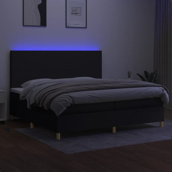 vidaXL &Kappa;&rho;&epsilon;&beta;ά&tau;&iota; Boxspring &mu;&epsilon; &Sigma;&tau;&rho;ώ&mu;&alpha; & LED &Mu;&alpha;ύ&rho;&omicron; 200x200 &epsilon;&kappa;. &Upsilon;&phi;&alpha;&sigma;&mu;ά&tau;&iota;&nu;&omicron;