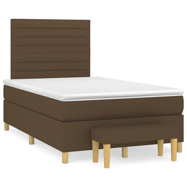 vidaXL Κρεβάτι Boxspring με Στρώμα Σκούρο Καφέ 120x200 εκ. Υφασμάτινο