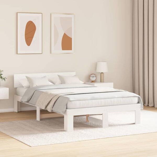 vidaXL Σκελετός Κρεβατιού Λευκό 120 x 200 cm Μασίφ ξύλο πεύκου