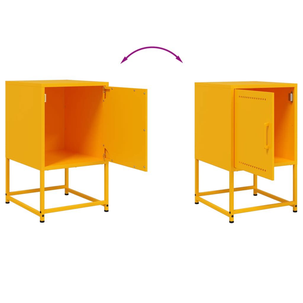 vidaXL Κομοδίνο Μουσταρδί 36x39x60,5 εκ. από Χάλυβα