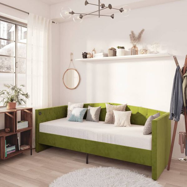 vidaXL &Kappa;&alpha;&nu;&alpha;&pi;έ&sigmaf; &Kappa;&rho;&epsilon;&beta;ά&tau;&iota; &mu;&epsilon; &Sigma;&tau;&rho;ώ&mu;&alpha; & USB &Alpha;&nu;. &Pi;&rho;ά&sigma;&iota;&nu;&omicron; 90x200 &epsilon;&kappa;. &Beta;&epsilon;&lambda;&omicron;ύ&delta;.