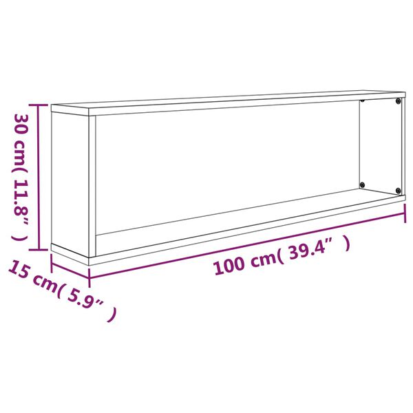 vidaXL Ραφιέρες Τοίχου Κύβοι 2 τεμ. Καπν. Δρυς 100x15x30εκ. Επεξ. Ξύλο