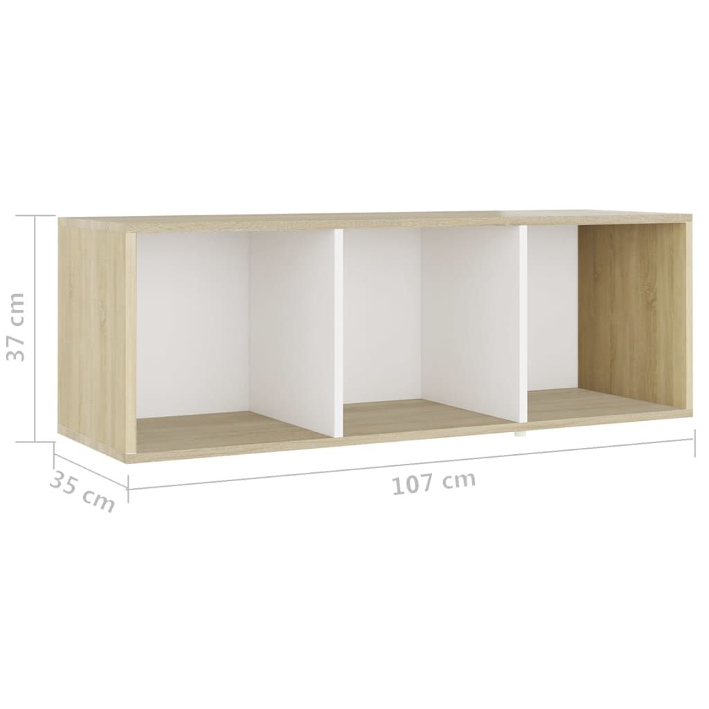 vidaXL Έπιπλα Τηλεόρασης 4 τεμ. Λευκά/Δρυς 107x35x37 εκ. Επεξ. Ξύλο