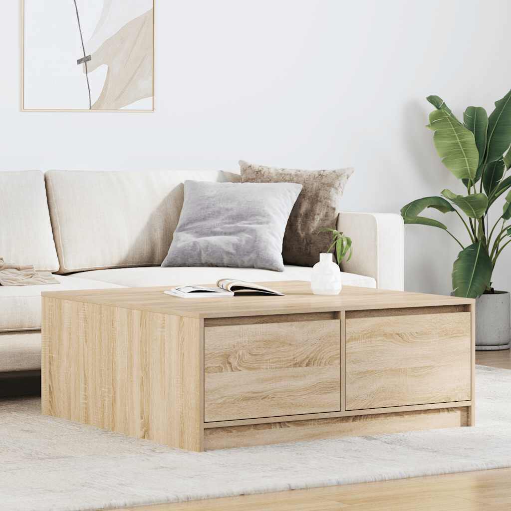 vidaXL Τραπεζάκι σαλονιού με συρτάρια Sonoma Δρυς 100x100x40 εκ.