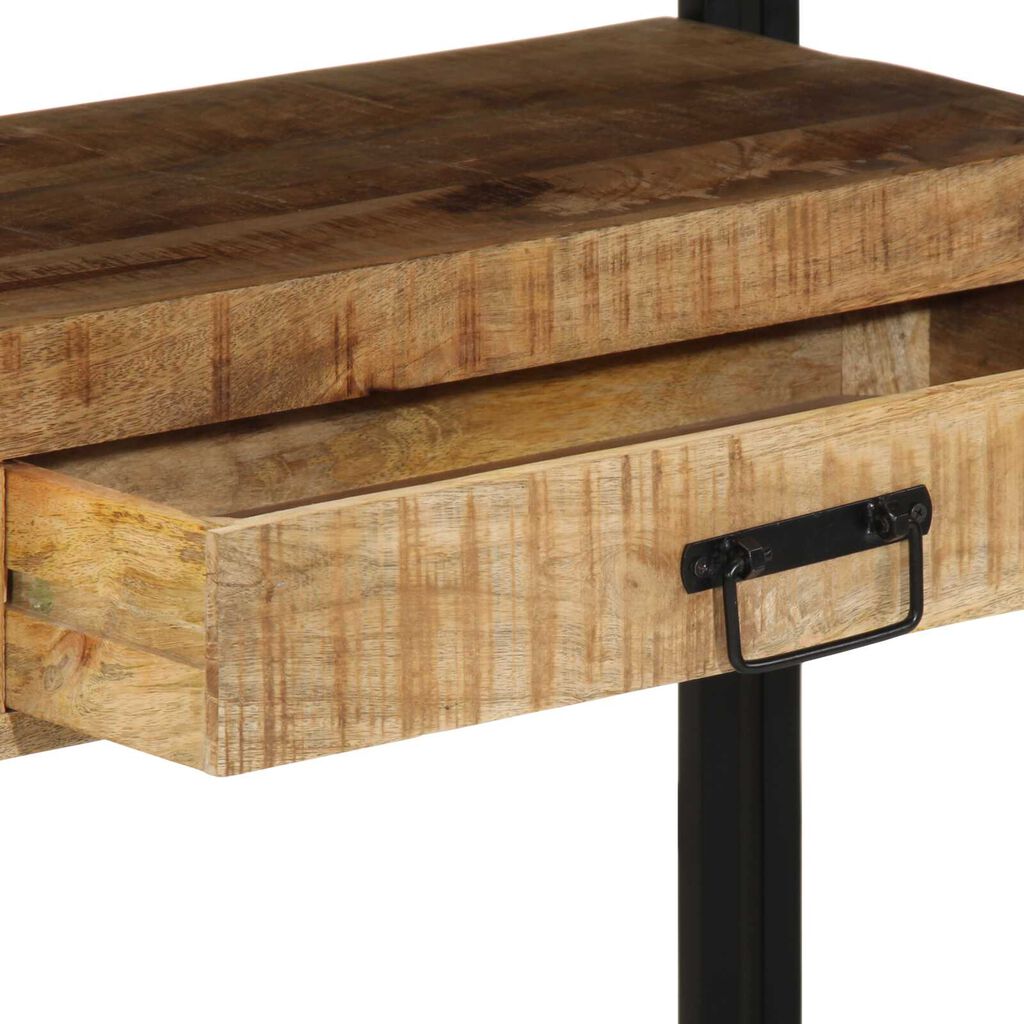 vidaXL Τραπέζια στο κομοδίνο Μαύρο 120x33x75 εκ Μασίφ ξύλο μάνγκο και μέταλλο