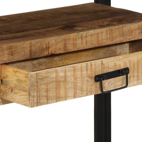 vidaXL Τραπέζια στο κομοδίνο Μαύρο 120x33x75 εκ Μασίφ ξύλο μάνγκο και μέταλλο