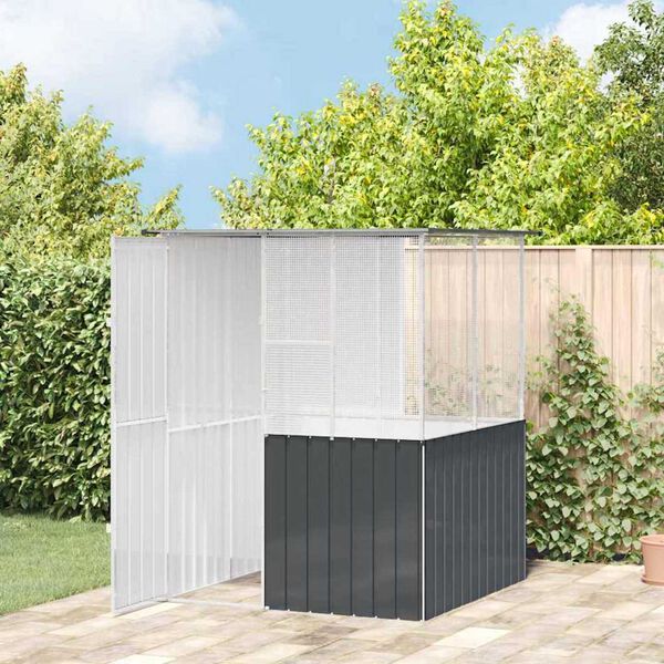 vidaXL Κλουβί Πουλιών με αποθήκευση Ανθρακί 154 x 154 x 200 εκ.