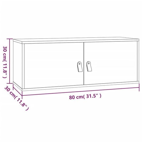 vidaXL Ντουλάπι Τοίχου 80 x 30 x 30 εκ. από Μασίφ Ξύλο Πεύκου