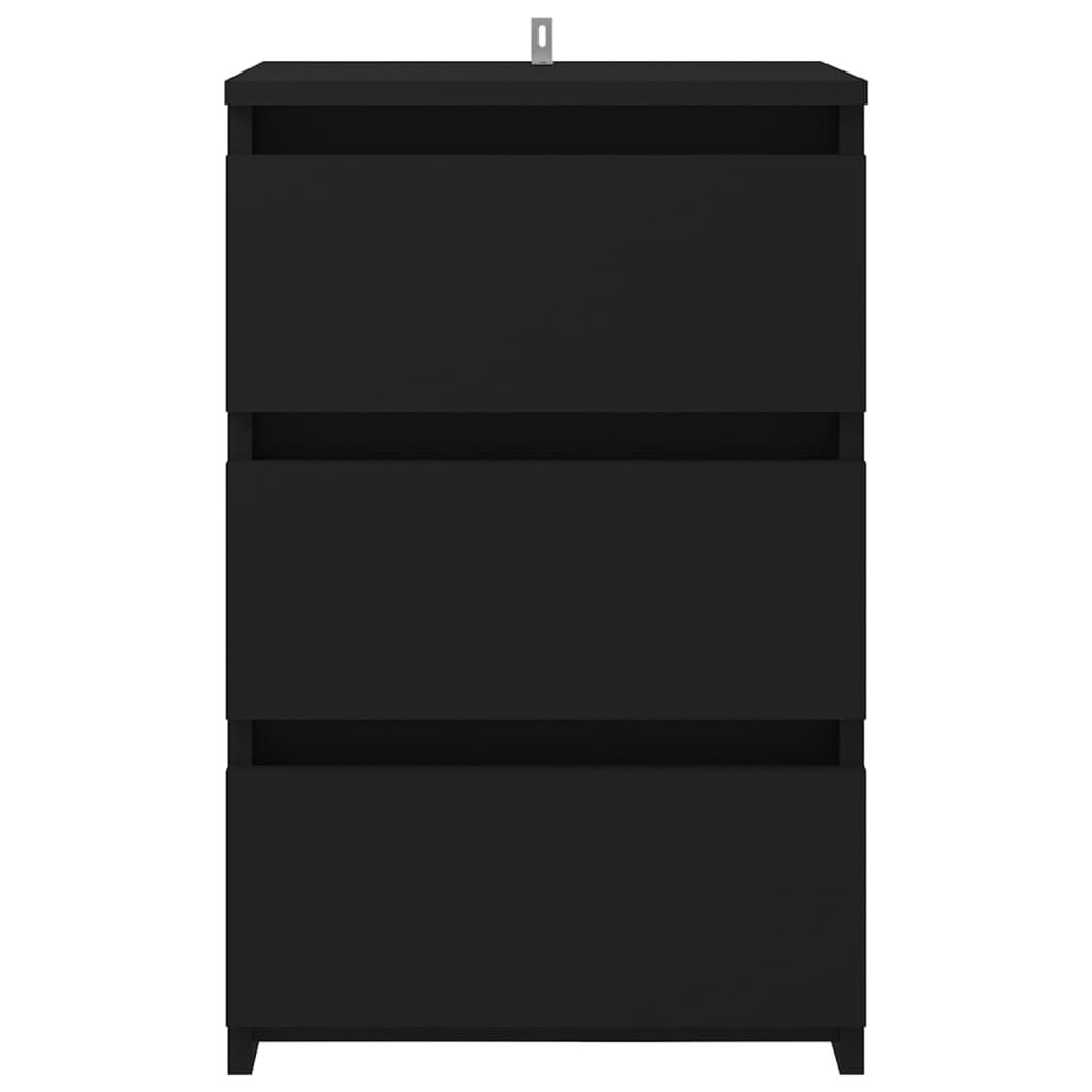 vidaXL Κομοδίνο Μαύρο 40 x 35 x 62,5 εκ. από Επεξ. Ξύλο