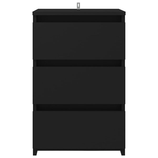 vidaXL Κομοδίνο Μαύρο 40 x 35 x 62,5 εκ. από Επεξ. Ξύλο