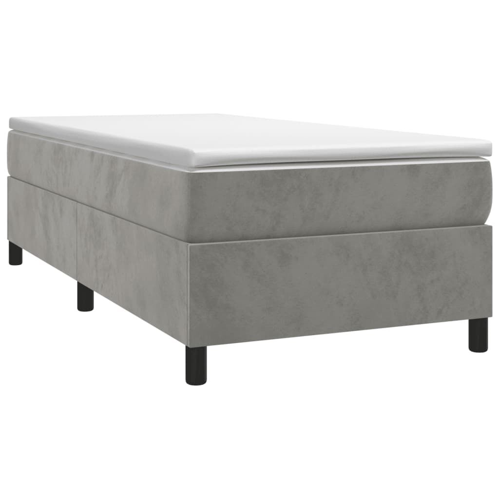vidaXL Κρεβάτι Boxspring με Στρώμα Ανοιχτό Γκρι 100x200 εκ. Βελούδινο