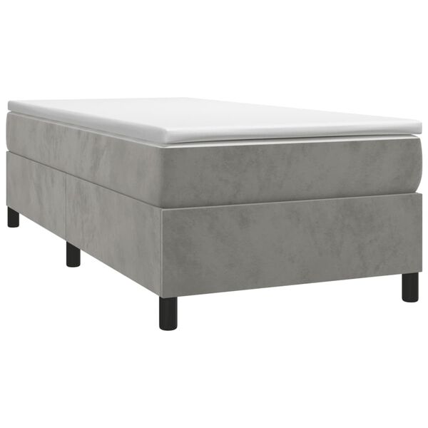 vidaXL Κρεβάτι Boxspring με Στρώμα Ανοιχτό Γκρι 100x200 εκ. Βελούδινο