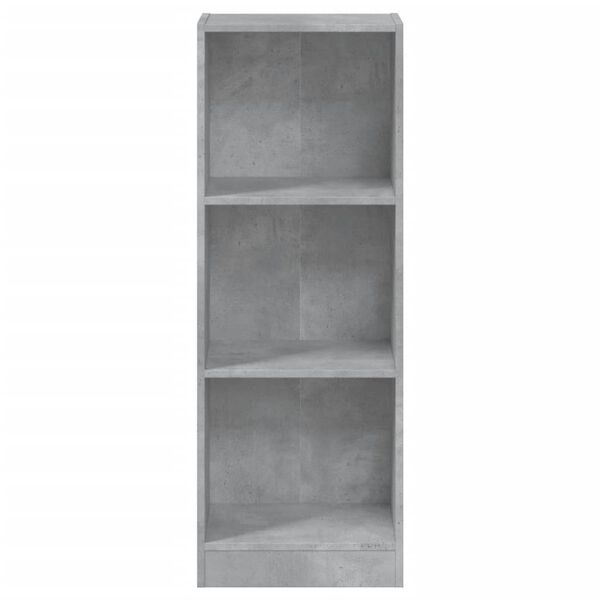 vidaXL Βιβλιοθήκη με 3 Ράφια Γκρι Σκυροδ. 40x24x109 εκ. Επεξεργ. Ξύλο